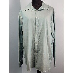 Tommy Hilfiger Mens Athletic Fit Green Stretch Dress Shirt Size 17.5 34/35